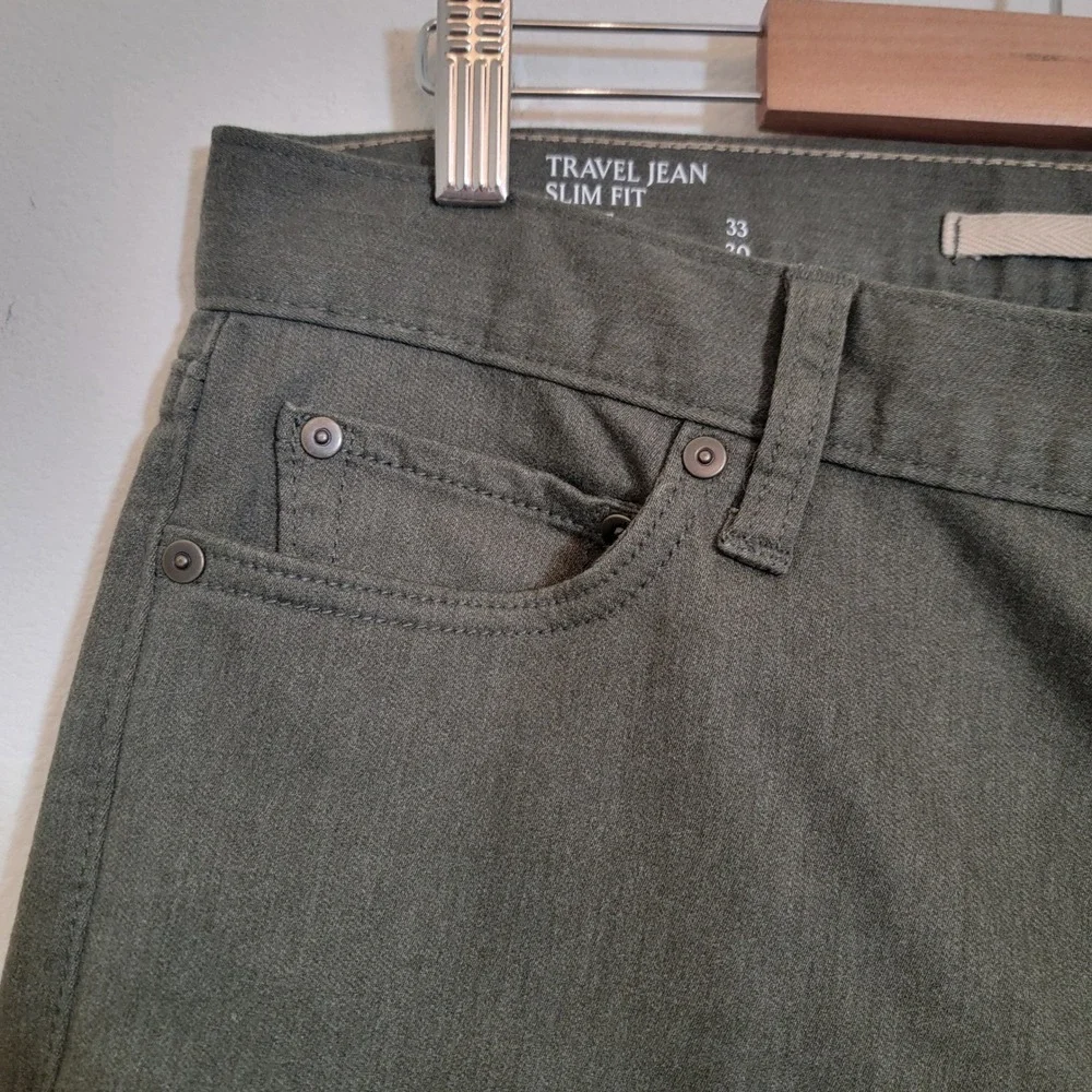 Banana Republic Travel Jean Slim Fit Pant Men 33x30 Green Chino Golf Performance